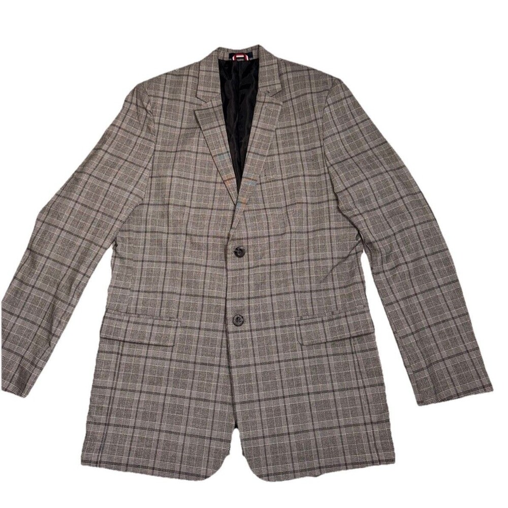 Tommy Hilfiger TH Flex Boys Sz 20 /Teen  Jacket Blazer Gray Glen Plaid Stretch
